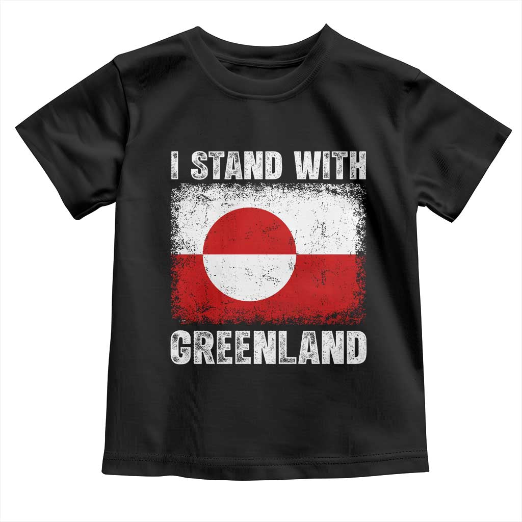 I Stand With Greenland Toddler T Shirt Grunge Flag TS10 Black Print Your Wear