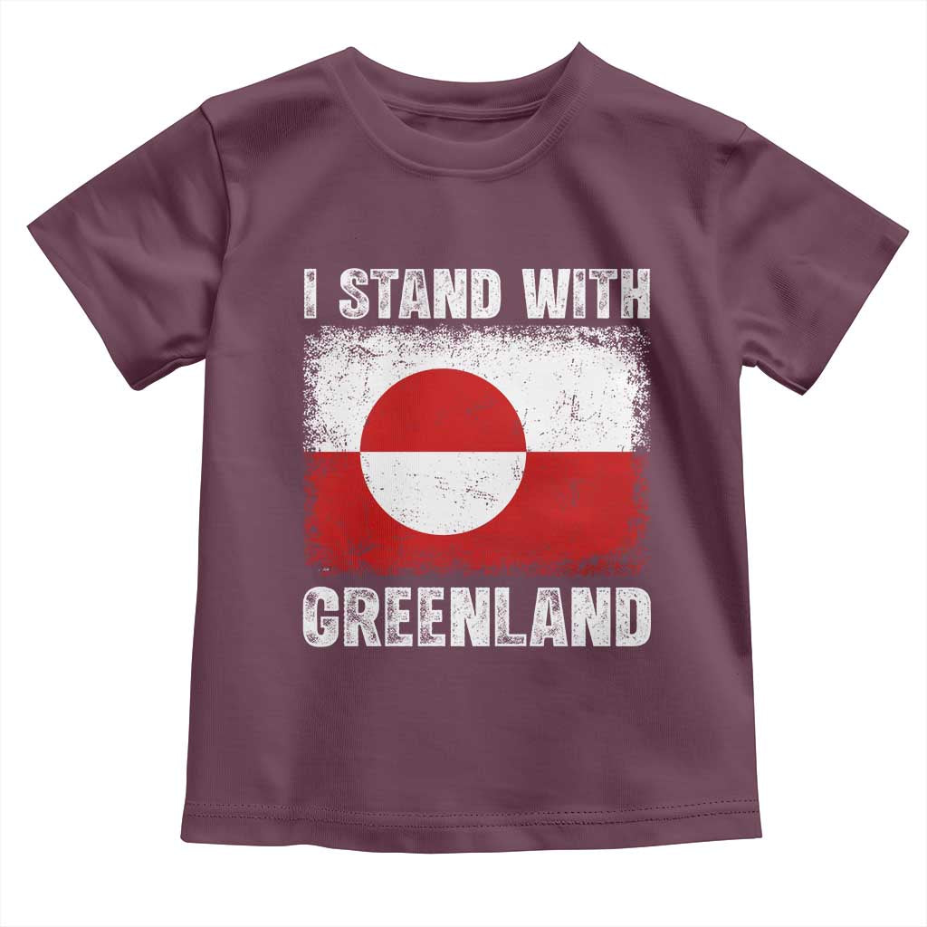 I Stand With Greenland Toddler T Shirt Grunge Flag TS10 Maroon Print Your Wear