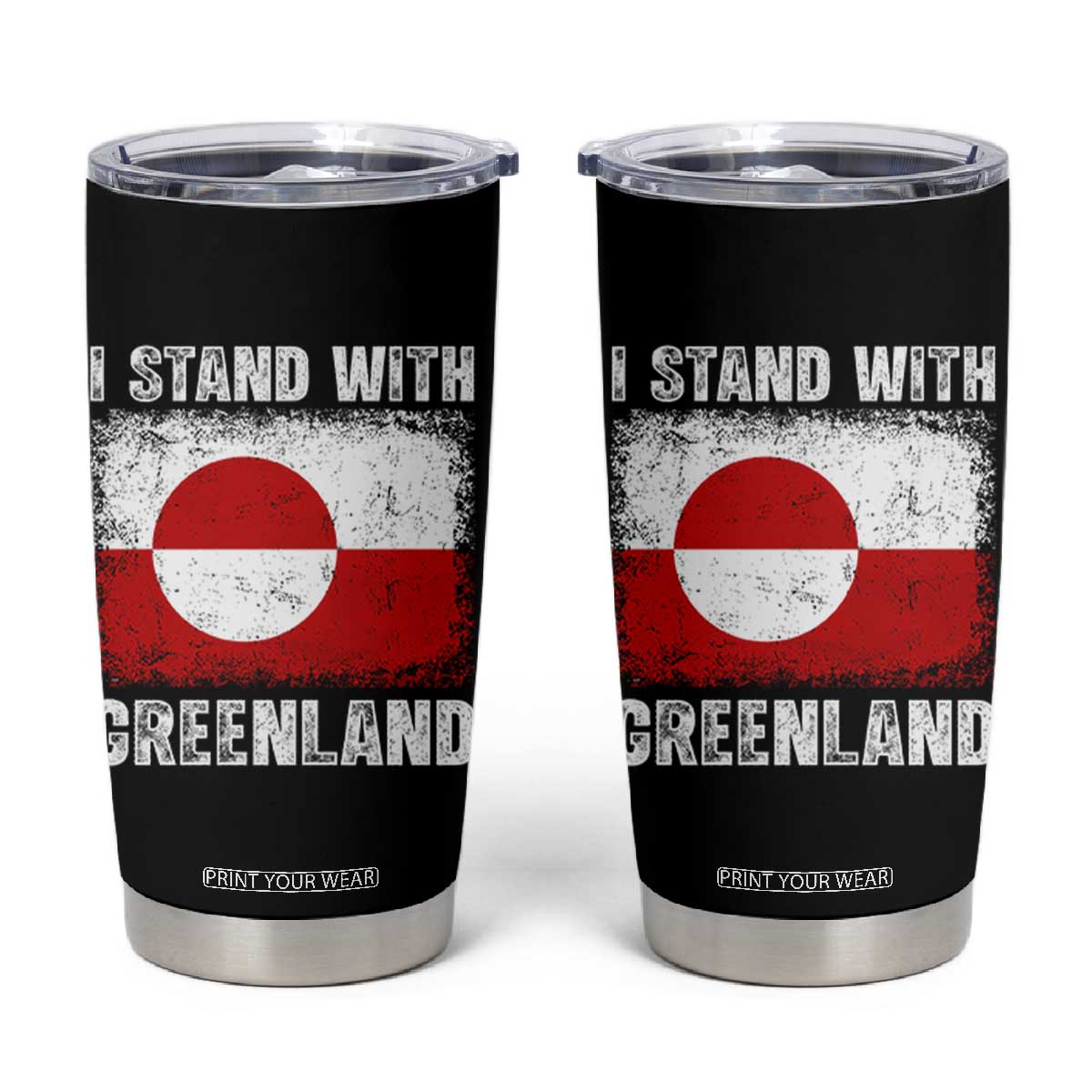 I Stand With Greenland Tumbler Cup Grunge Flag TS10 Black Print Your Wear