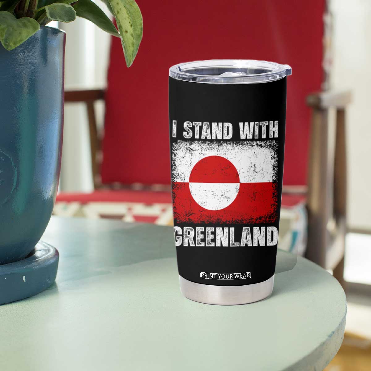 I Stand With Greenland Tumbler Cup Grunge Flag TS10 Print Your Wear
