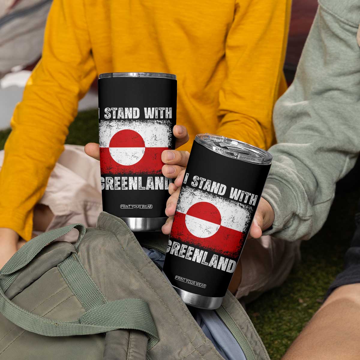 I Stand With Greenland Tumbler Cup Grunge Flag TS10 Print Your Wear