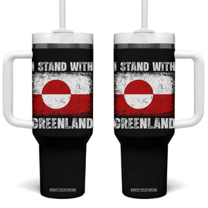 I Stand With Greenland Tumbler With Handle Grunge Flag TS10 One Size: 40 oz Black Print Your Wear