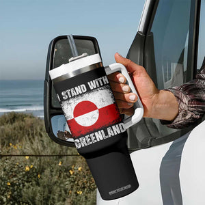 I Stand With Greenland Tumbler With Handle Grunge Flag TS10 Print Your Wear