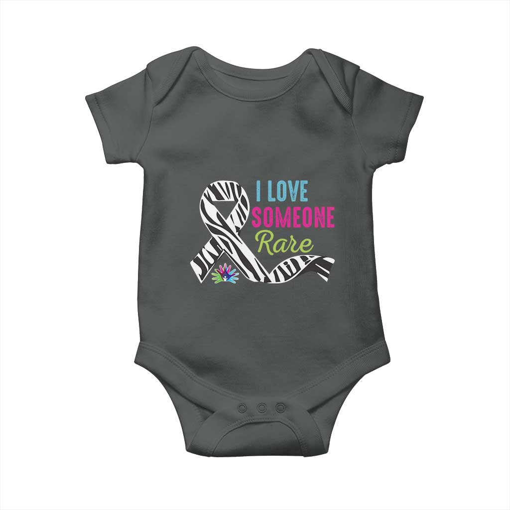 Rare Disease Awereness Baby Onesie I Love Someone Rare Zebra Ribbon TS10 Dark Heather Print Your Wear