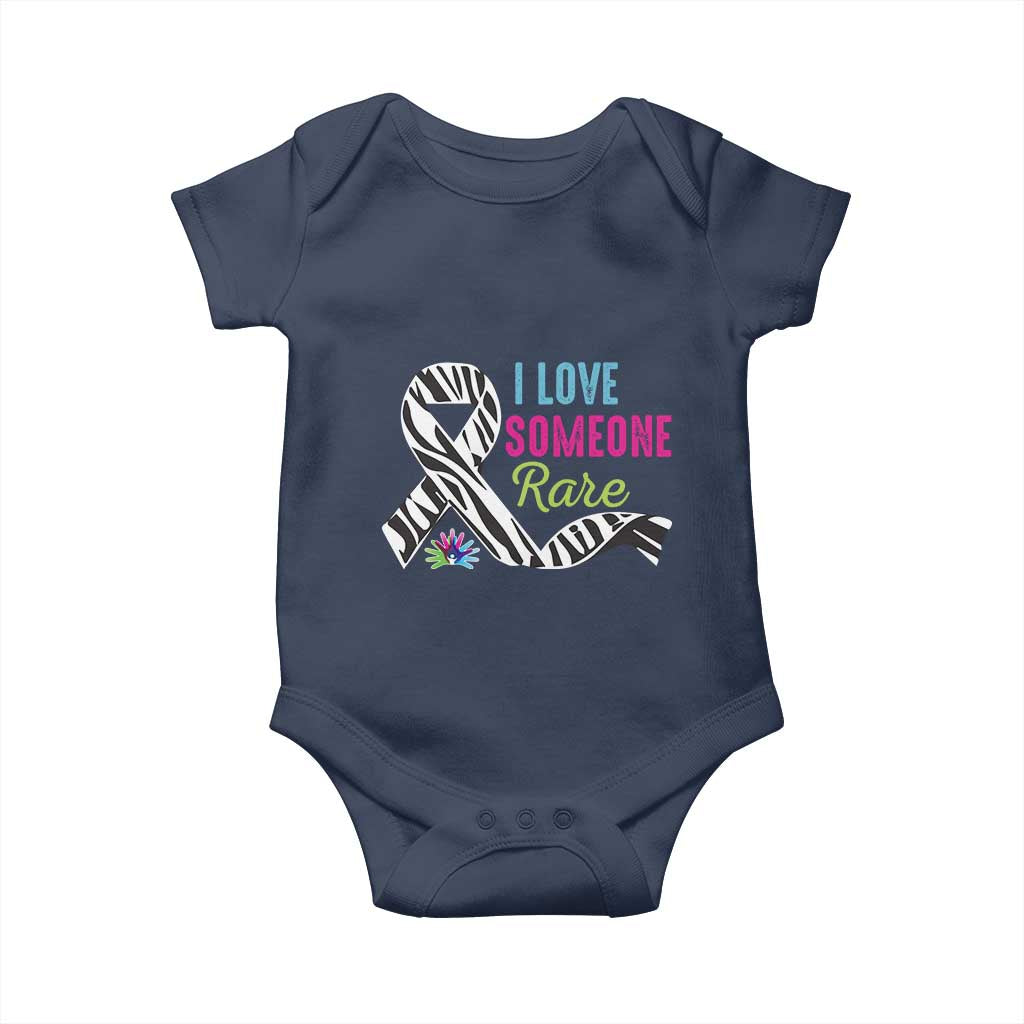 Rare Disease Awereness Baby Onesie I Love Someone Rare Zebra Ribbon TS10 Navy Print Your Wear