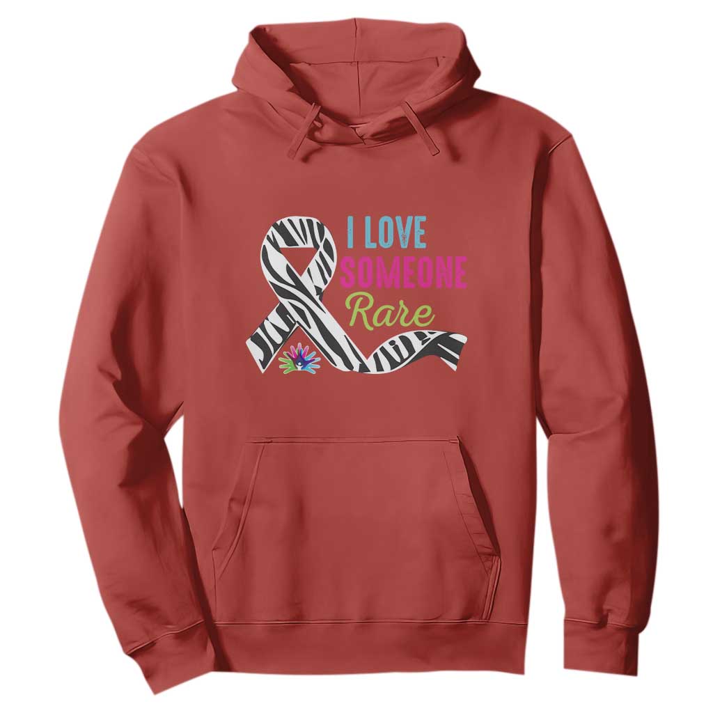 Rare Disease Awereness Hoodie I Love Someone Rare Zebra Ribbon TS10 Red Print Your Wear