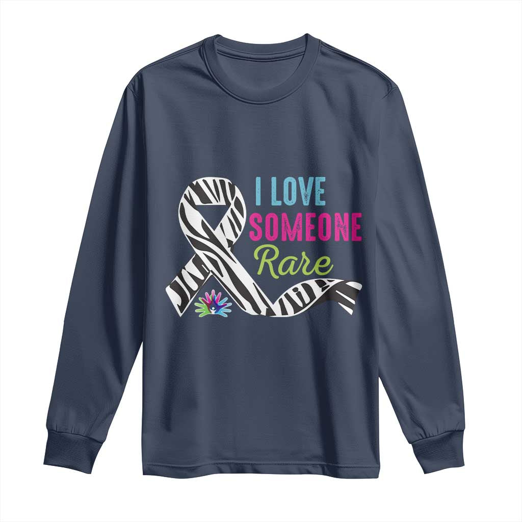 Rare Disease Awereness Long Sleeve Shirt I Love Someone Rare Zebra Ribbon TS10 Navy Print Your Wear