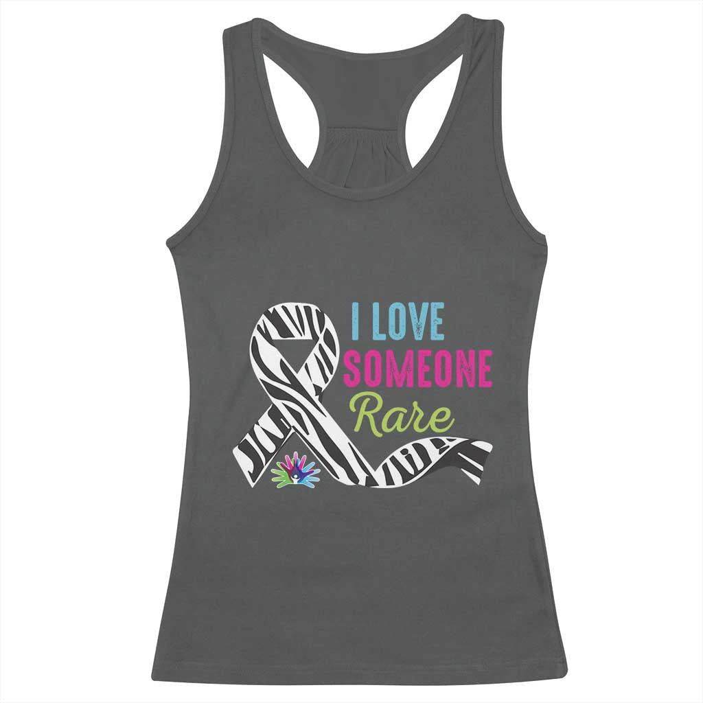 Rare Disease Awereness Racerback Tank Top I Love Someone Rare Zebra Ribbon TS10 Dark Heather Print Your Wear