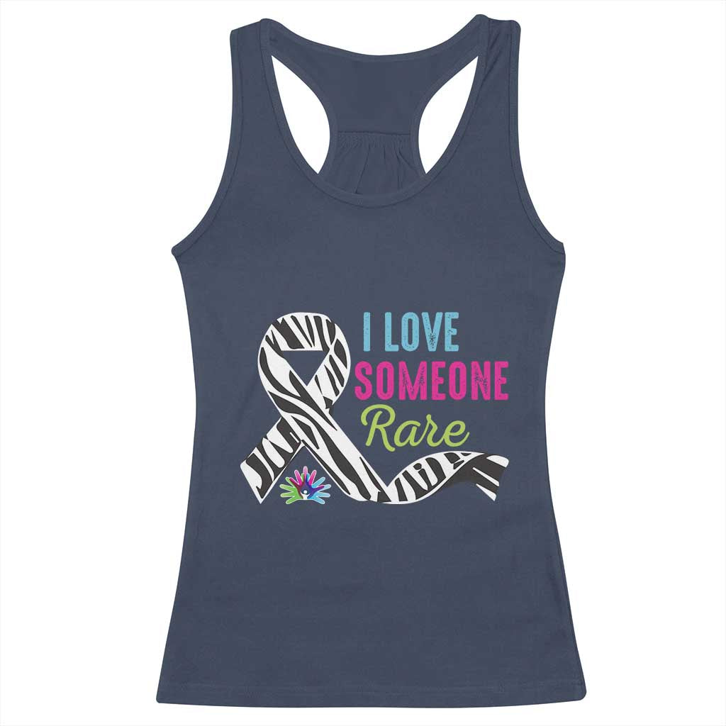 Rare Disease Awereness Racerback Tank Top I Love Someone Rare Zebra Ribbon TS10 Navy Print Your Wear
