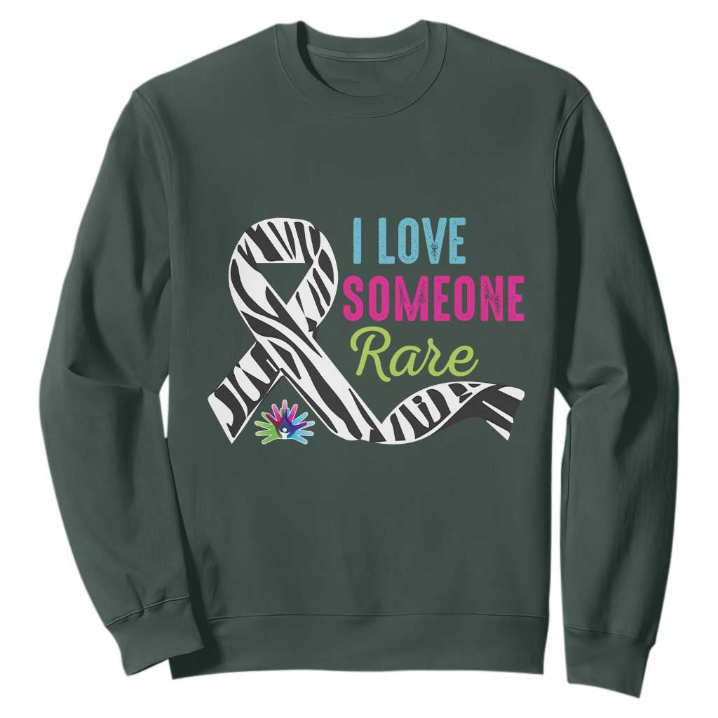 Rare Disease Awereness Sweatshirt I Love Someone Rare Zebra Ribbon TS10 Dark Forest Green Print Your Wear