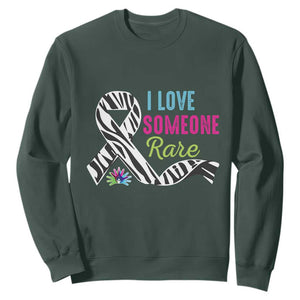 Rare Disease Awereness Sweatshirt I Love Someone Rare Zebra Ribbon TS10 Dark Forest Green Print Your Wear