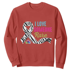 Rare Disease Awereness Sweatshirt I Love Someone Rare Zebra Ribbon TS10 Red Print Your Wear