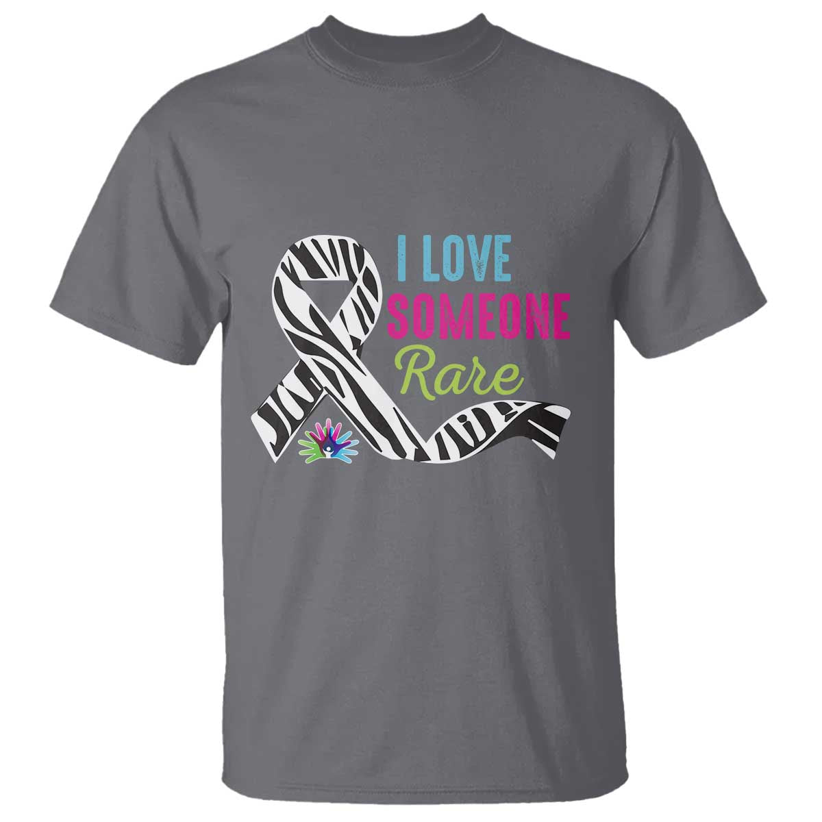 Rare Disease Awereness T Shirt I Love Someone Rare Zebra Ribbon TS10 Charcoal Print Your Wear