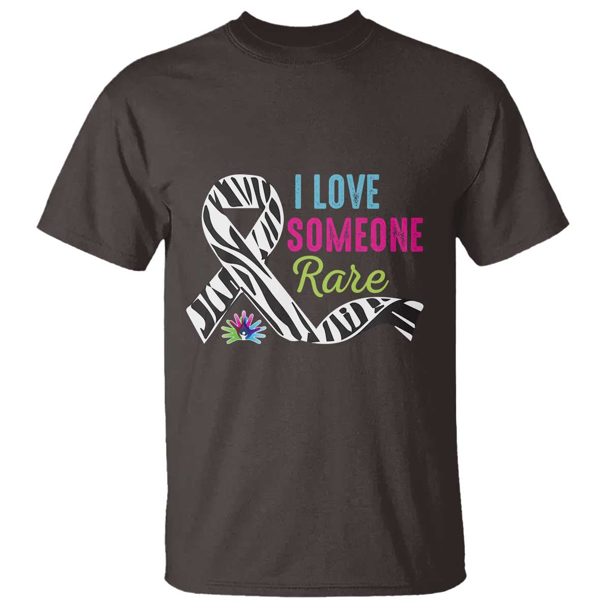 Rare Disease Awereness T Shirt I Love Someone Rare Zebra Ribbon TS10 Dark Chocolate Print Your Wear