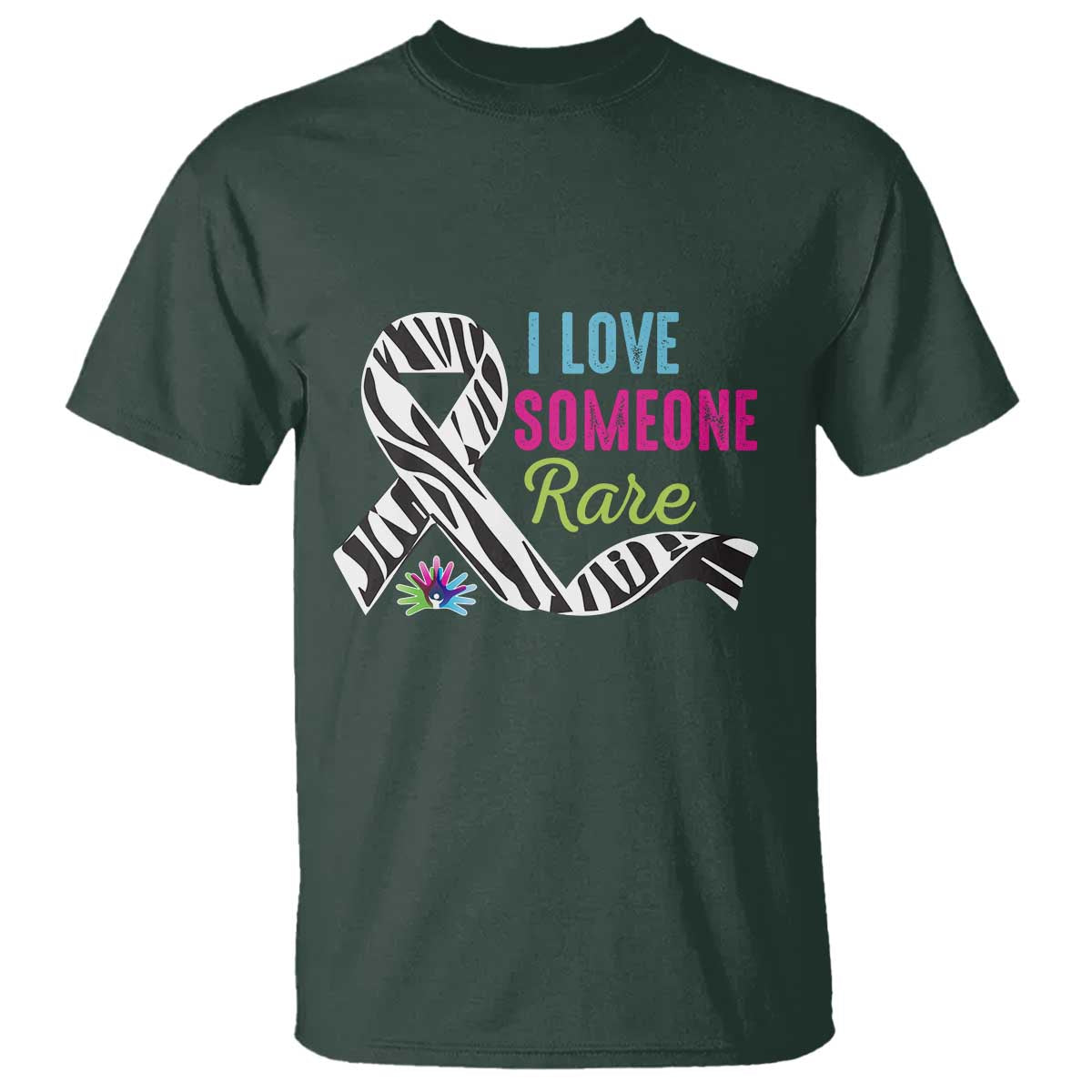Rare Disease Awereness T Shirt I Love Someone Rare Zebra Ribbon TS10 Dark Forest Green Print Your Wear