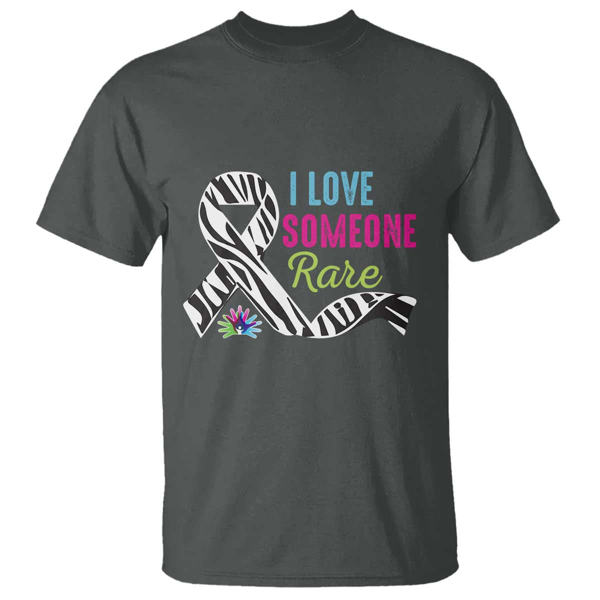 Rare Disease Awereness T Shirt I Love Someone Rare Zebra Ribbon TS10 Dark Heather Print Your Wear