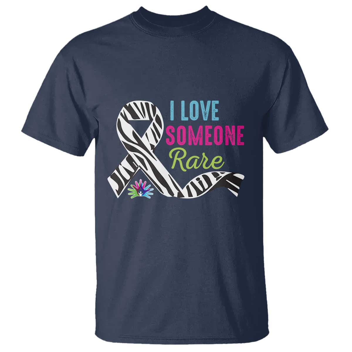 Rare Disease Awereness T Shirt I Love Someone Rare Zebra Ribbon TS10 Navy Print Your Wear