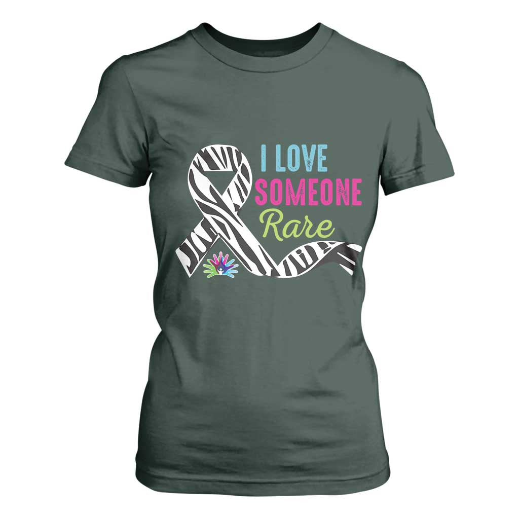 Rare Disease Awereness T Shirt For Women I Love Someone Rare Zebra Ribbon TS10 Dark Forest Green Print Your Wear