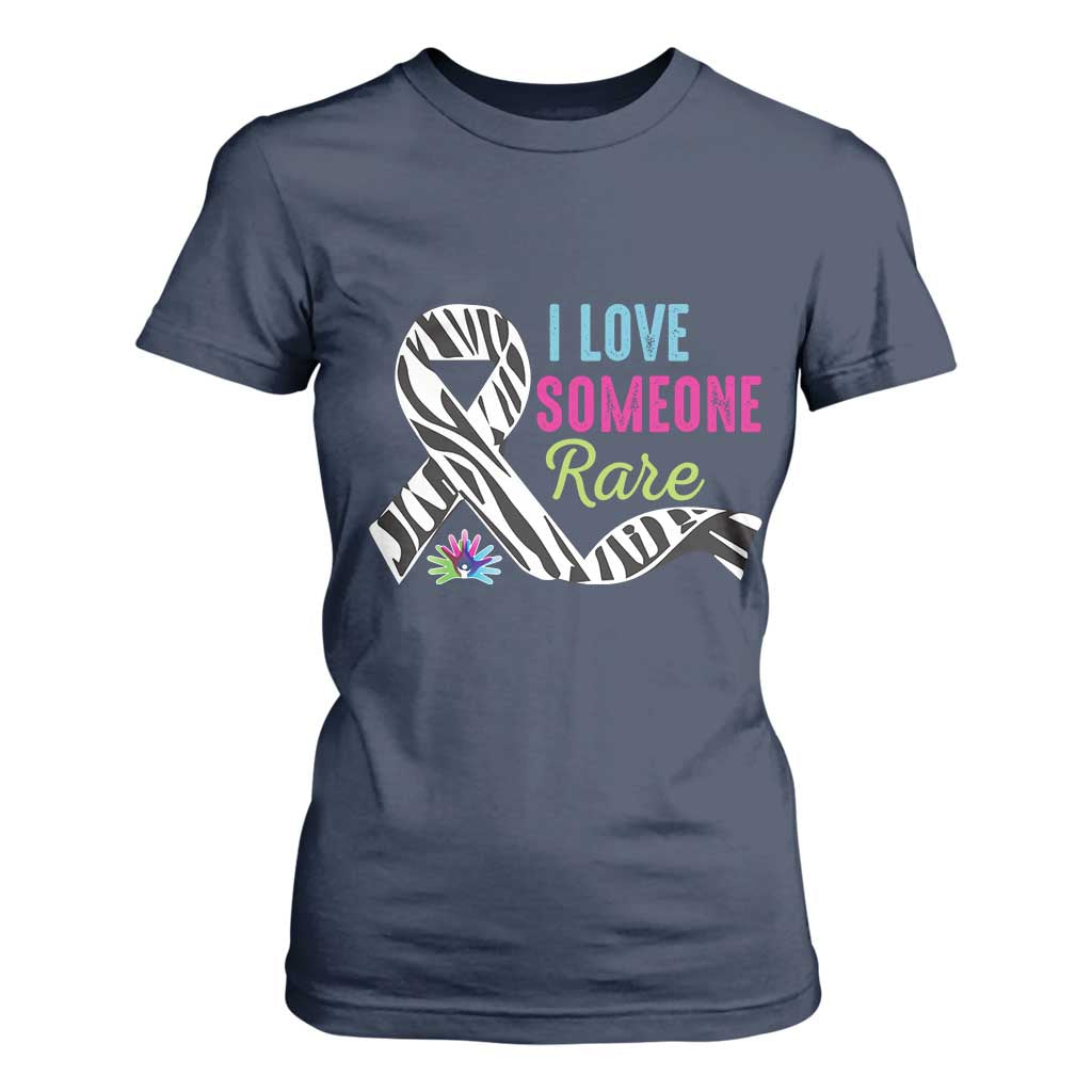 Rare Disease Awereness T Shirt For Women I Love Someone Rare Zebra Ribbon TS10 Navy Print Your Wear
