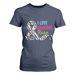 Rare Disease Awereness T Shirt For Women I Love Someone Rare Zebra Ribbon TS10 Navy Print Your Wear