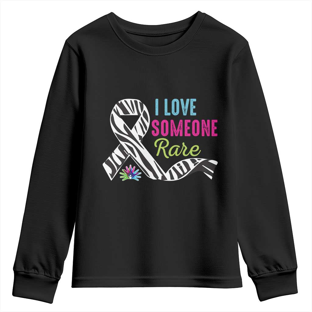 Rare Disease Awereness Youth Sweatshirt I Love Someone Rare Zebra Ribbon TS10 Black Print Your Wear