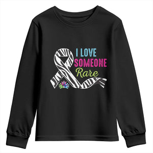 Rare Disease Awereness Youth Sweatshirt I Love Someone Rare Zebra Ribbon TS10 Black Print Your Wear