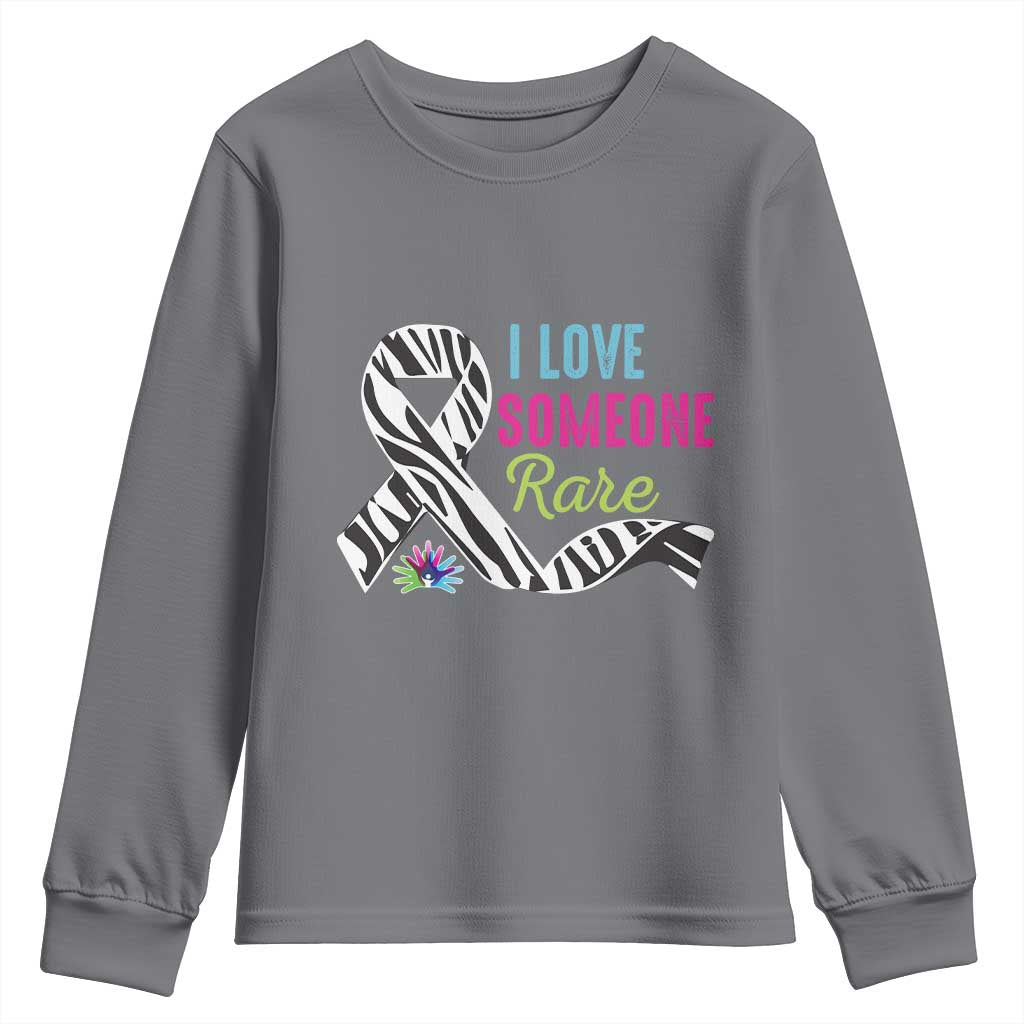 Rare Disease Awereness Youth Sweatshirt I Love Someone Rare Zebra Ribbon TS10 Charcoal Print Your Wear