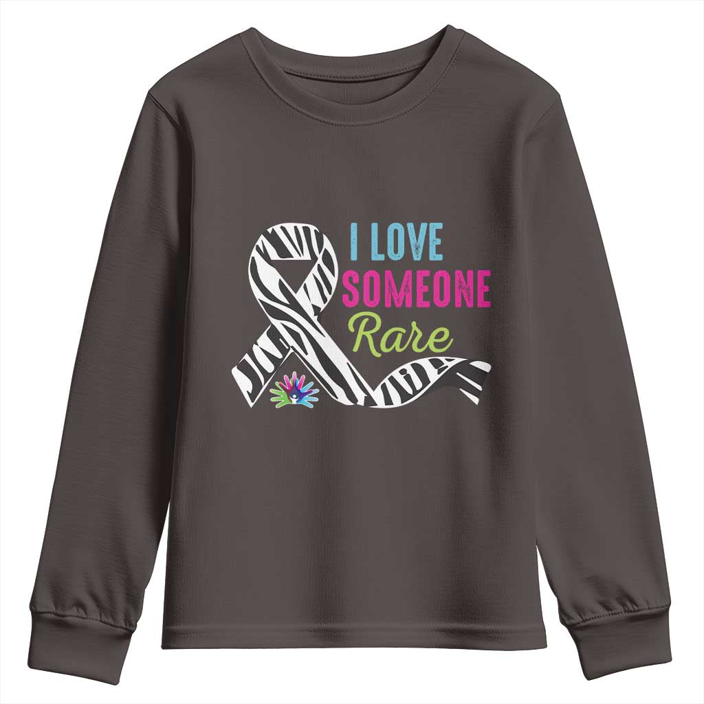 Rare Disease Awereness Youth Sweatshirt I Love Someone Rare Zebra Ribbon TS10 Dark Chocolate Print Your Wear