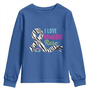 Rare Disease Awereness Youth Sweatshirt I Love Someone Rare Zebra Ribbon TS10 Royal Blue Print Your Wear