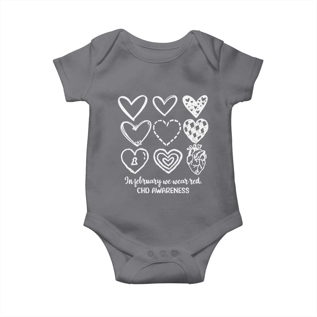 CHD Heart Disease Awareness Baby Onesie In February We Wear Red TS10 Charcoal Print Your Wear