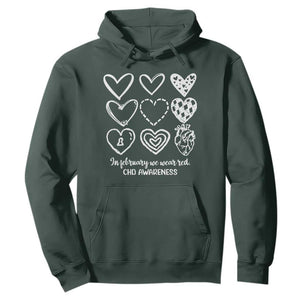 CHD Heart Disease Awareness Hoodie In February We Wear Red TS10 Dark Forest Green Print Your Wear