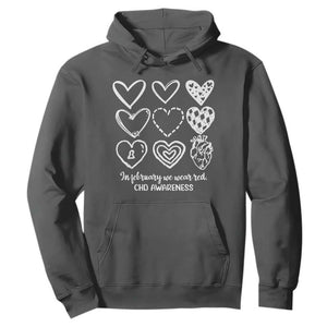 CHD Heart Disease Awareness Hoodie In February We Wear Red TS10 Dark Heather Print Your Wear