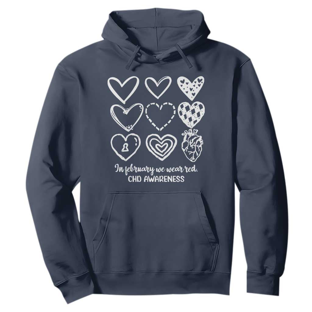 CHD Heart Disease Awareness Hoodie In February We Wear Red TS10 Navy Print Your Wear