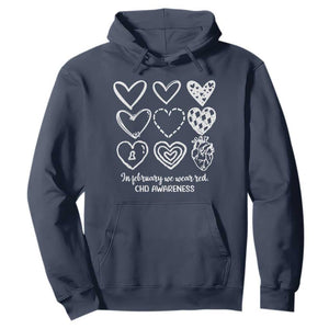 CHD Heart Disease Awareness Hoodie In February We Wear Red TS10 Navy Print Your Wear
