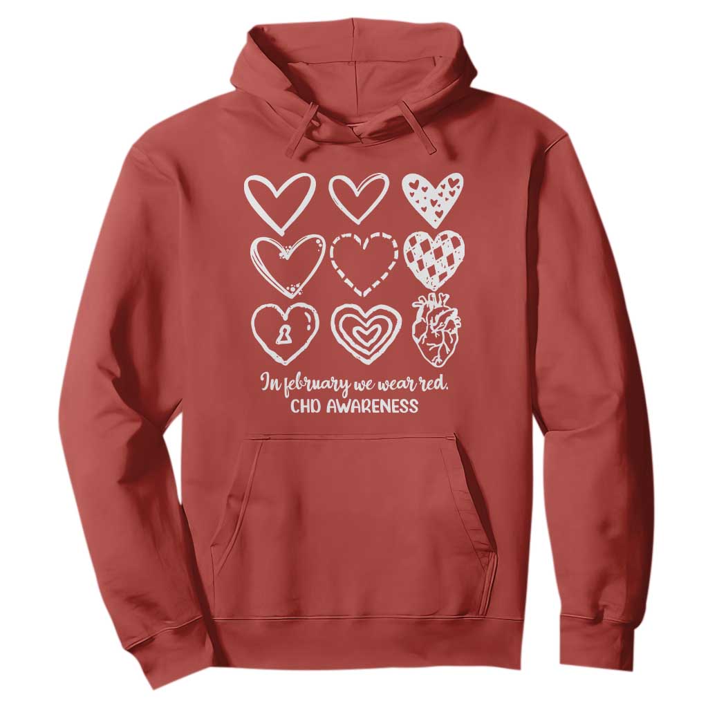 CHD Heart Disease Awareness Hoodie In February We Wear Red TS10 Red Print Your Wear