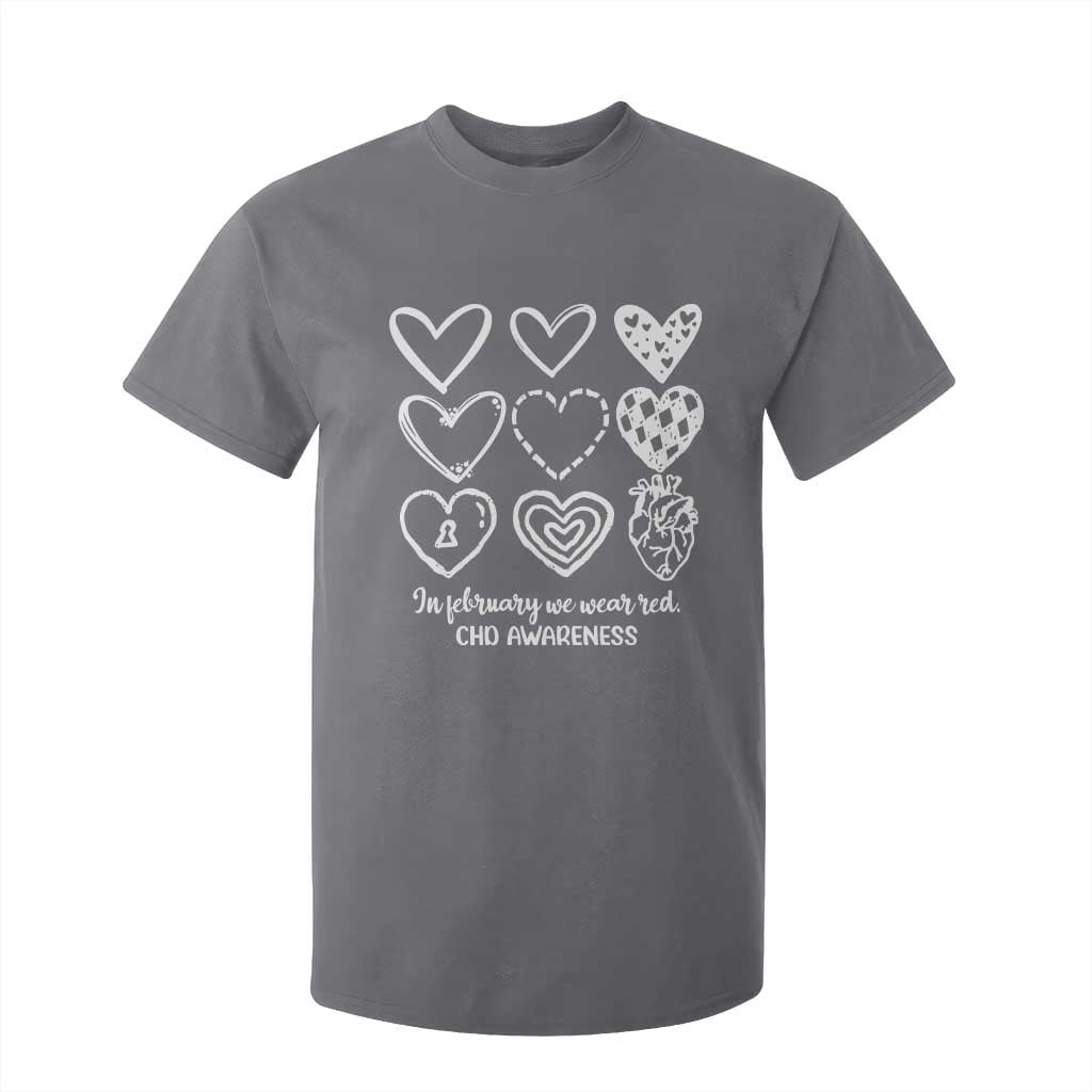 CHD Heart Disease Awareness T Shirt For Kid In February We Wear Red TS10 Charcoal Print Your Wear