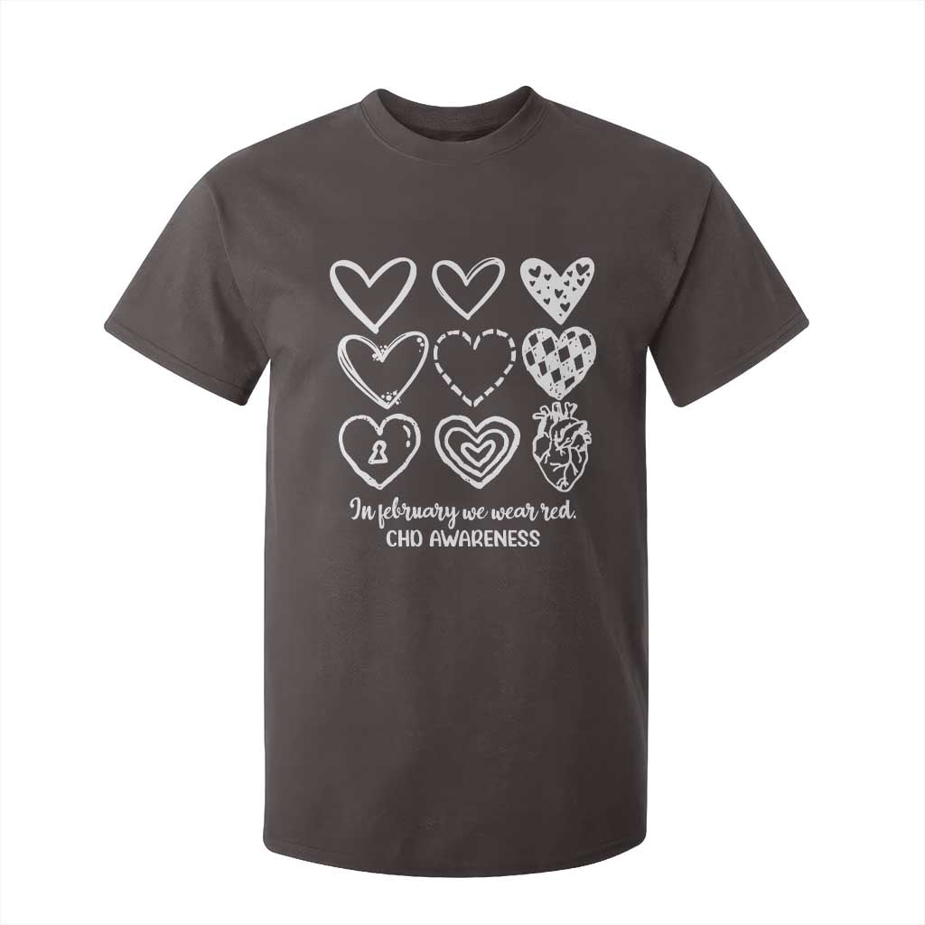 CHD Heart Disease Awareness T Shirt For Kid In February We Wear Red TS10 Dark Chocolate Print Your Wear