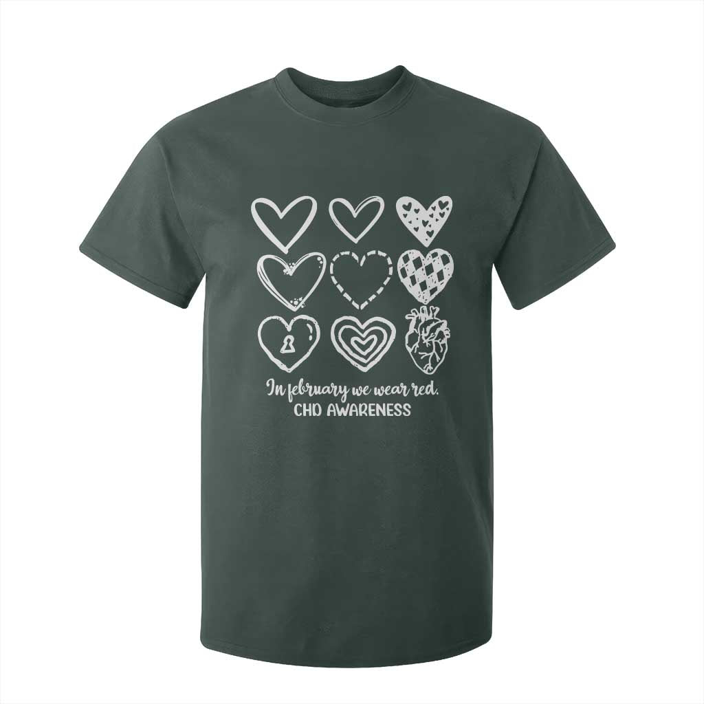 CHD Heart Disease Awareness T Shirt For Kid In February We Wear Red TS10 Dark Forest Green Print Your Wear