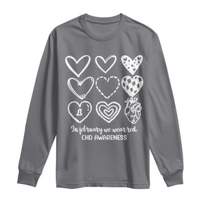 CHD Heart Disease Awareness Long Sleeve Shirt In February We Wear Red TS10 Charcoal Print Your Wear