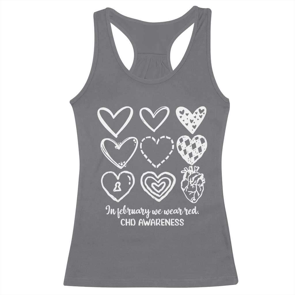 CHD Heart Disease Awareness Racerback Tank Top In February We Wear Red TS10 Charcoal Print Your Wear