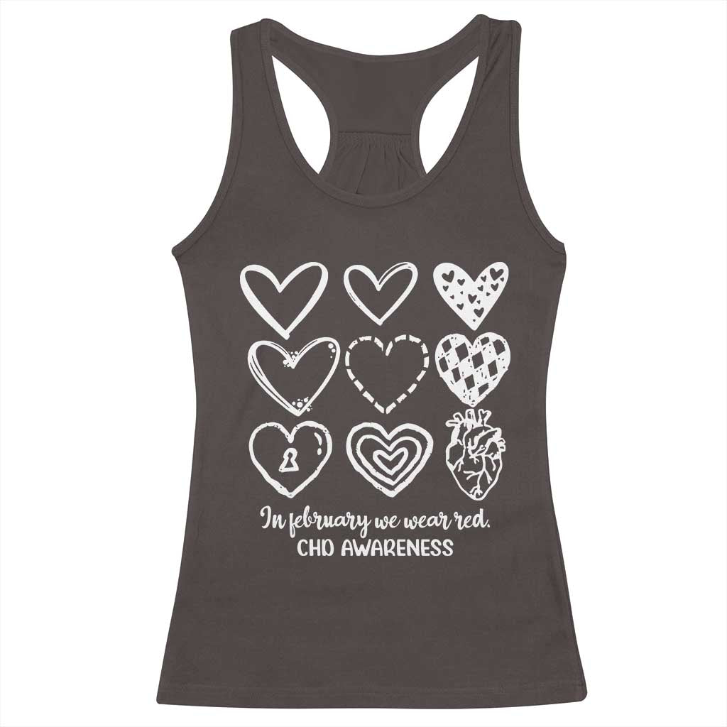CHD Heart Disease Awareness Racerback Tank Top In February We Wear Red TS10 Dark Chocolate Print Your Wear