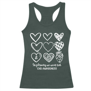 CHD Heart Disease Awareness Racerback Tank Top In February We Wear Red TS10 Dark Forest Green Print Your Wear