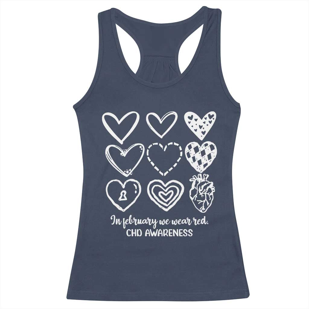 CHD Heart Disease Awareness Racerback Tank Top In February We Wear Red TS10 Navy Print Your Wear