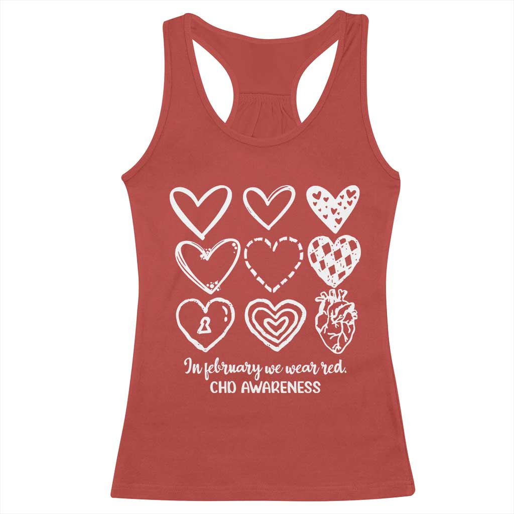 CHD Heart Disease Awareness Racerback Tank Top In February We Wear Red TS10 Red Print Your Wear