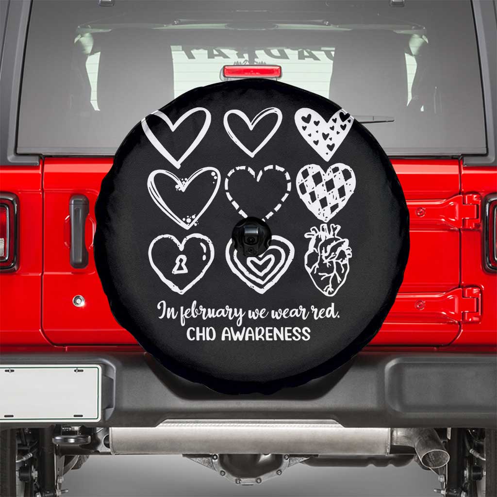 CHD Heart Disease Awareness Spare Tire Cover In February We Wear Red TS10 Black Print Your Wear
