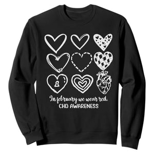 CHD Heart Disease Awareness Sweatshirt In February We Wear Red TS10 Black Print Your Wear