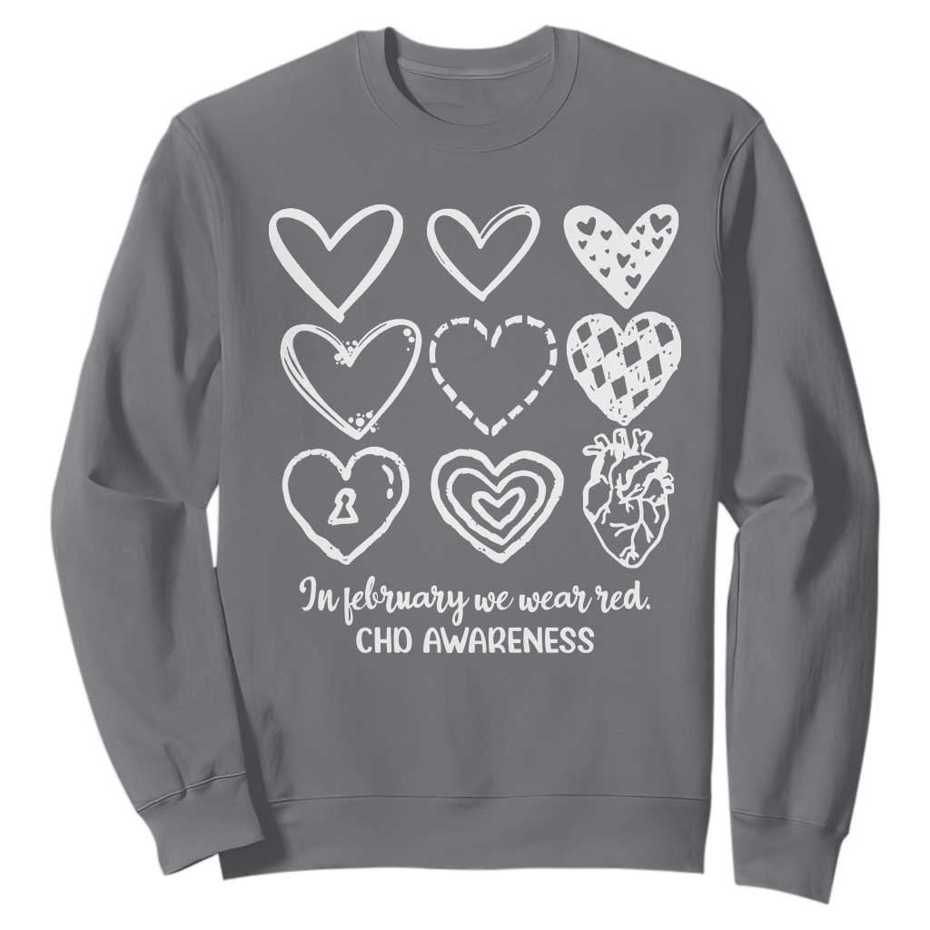CHD Heart Disease Awareness Sweatshirt In February We Wear Red TS10 Charcoal Print Your Wear