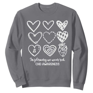 CHD Heart Disease Awareness Sweatshirt In February We Wear Red TS10 Charcoal Print Your Wear