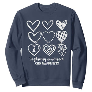 CHD Heart Disease Awareness Sweatshirt In February We Wear Red TS10 Navy Print Your Wear