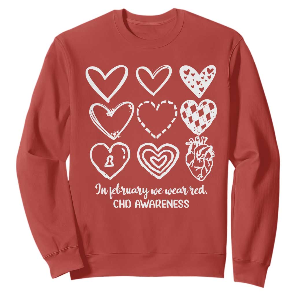 CHD Heart Disease Awareness Sweatshirt In February We Wear Red TS10 Red Print Your Wear